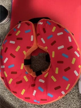 Donut Sprinkles Travel Neck Pillow - Red with Multicolor Sprinkles